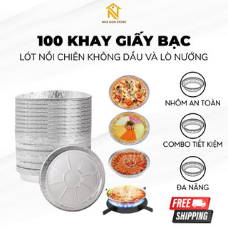 (Combo 100) Khay Giấy Bạc Dùng 1 Lần, Lót Nồi Chiên Không Dầu, Lò Nướng, Tiện Dụng Tiết Kiệm