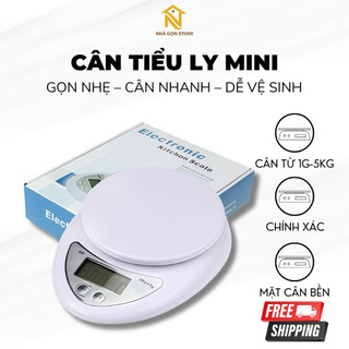 Cân Điện Tử mini Nhà Bếp 1g-5Kg, Cân Mini Chính Xác Cao, Tặng Kèm 2 Pin