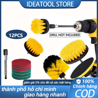 Bộ 12 bàn chải gắn máy khoan - Đa năng: chà sàn, đánh giày, vệ sinh sofa