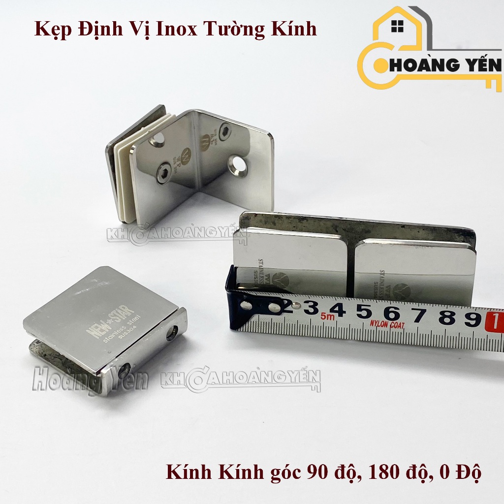 Kẹp Định Vị Inox Tường Kính - Kính Kính góc 90 độ, 180 độ, 0 Độ, Kẹp Kính, Định Vị INOX 304