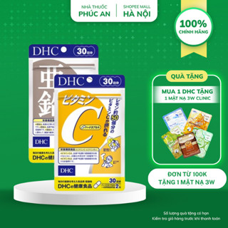 Combo viên uống DHC Kẽm (ZinC) và DHC Vitamin C 30 ngày hỗ trợ tăng sức đề kháng ngừa mụn mờ thâm