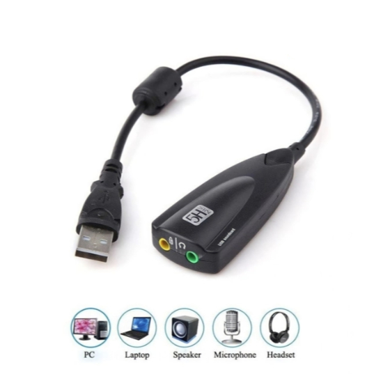 USB 2.0 Sound Card Giả Lập Âm Thanh 7.1 5Hv2 XỊN, cổng tai nghe + mic riêng biệt