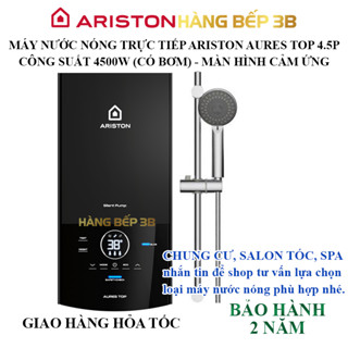 Máy nước nóng trực tiếp Ariston Aures TOP 4.5P có bơm trợ lực, công suất 4500W, điều khiển cảm ứng
