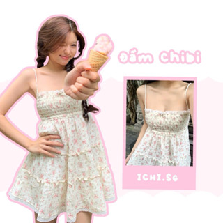 Chibi dress - đầm dây tầng xoè vải muslin - ICHI.SG