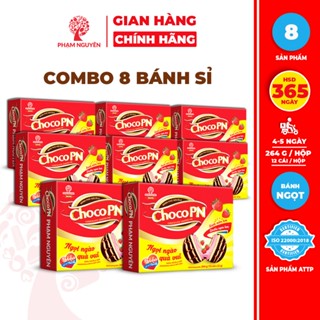 [BÁNH KẸO SỈ] Combo 8 Hộp Bánh phủ socola Choco PN Dâu 264g | Bánh ăn vặt Socola | Đồ ăn vặt