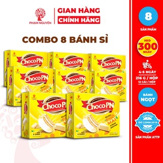   BÁNH KẸO SỈ  Combo 8 Hộp Bánh phủ Socola Choco PN Phạm Nguyên Phô Mai 216g | Bánh ăn vặt Socola | Đồ ăn vặt 
