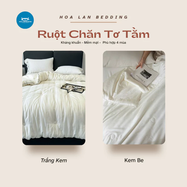 Ruột chăn Tơ Tằm Xuân ,Hè ,Đông mềm mịn kháng khuẩn mát mẻ mùa hè ấm áp mùa đông tặng kèm túi sách sang trọng .