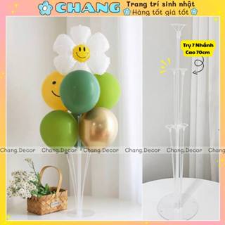 Bộ Trụ 7 Nhánh Gắn Bong Bóng cao 70cm Mica Trong Suốt, Trang Trí Sinh Nhật, Tiệc Tùng Chang Decor