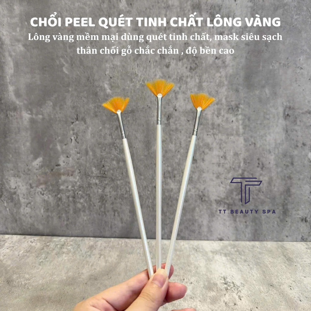 Cọ peel da , chổi quét peel da nhỏ Lông Vàng cán gỗ cao cấp - TT BEAUTY