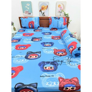 Bộ ga gối { 4 Món } Thun Lạnh Hàn Quốc ( 1 ga bọc + 2 vỏ gối nằm + 1 vỏ gối ôm )