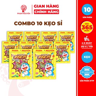   BÁNH KẸO SỈ  Combo 10 Túi Kẹo socola sữa Popit Phạm Nguyên Doraemon 212gr | Đồ ăn vặt 