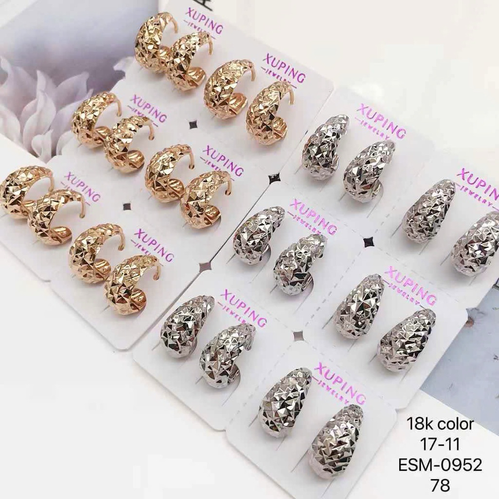Bông tai Xuping chạm 5D mạ màu vàng-bạch kim  Kim Xoàn Jewelry