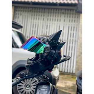    Tặng túi rút xịn  Mũ bảo hiểm FF AGU màu đen bóng gắn tai và đuôi gió chính hãng 2026 