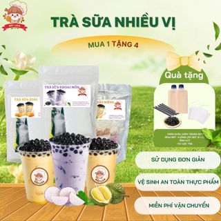 Combo trà sữa tự nấu 12–25 ly – Tặng túi lọc, trân châu, đường đen, chai pet