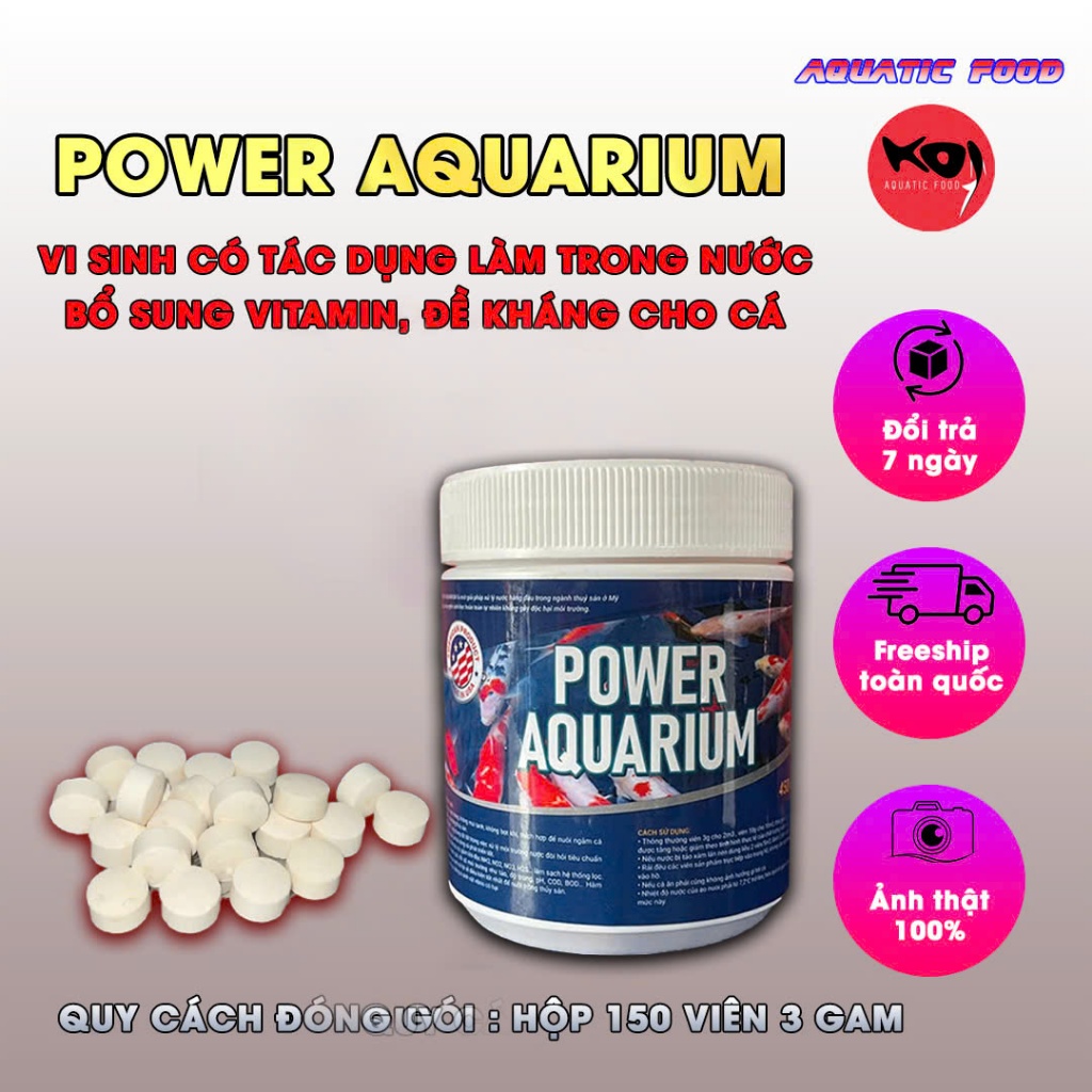 Vi sinh Mỹ 3g POWER AQUARIUM COMBO 5 viên - 10 viên dành cho hồ Koi tách lẻ từ thùng của hãng