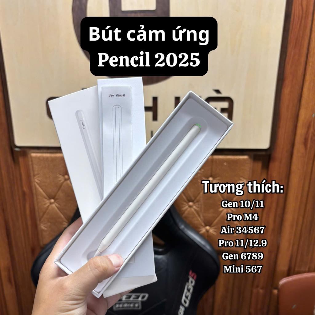 Bút cảm ứng pencil 2025 chống tì tay, kết nối không dây, tương thích pro m4, air 4567, mini 567 gen 