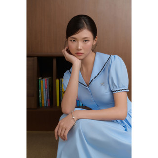 GERME Đầm kiểu nữ Hạ Thanh Dress dáng dài cổ thủy thủ vải mát mẻ, Váy kiểu nữ học đường công sở trẻ trung VVNH062509