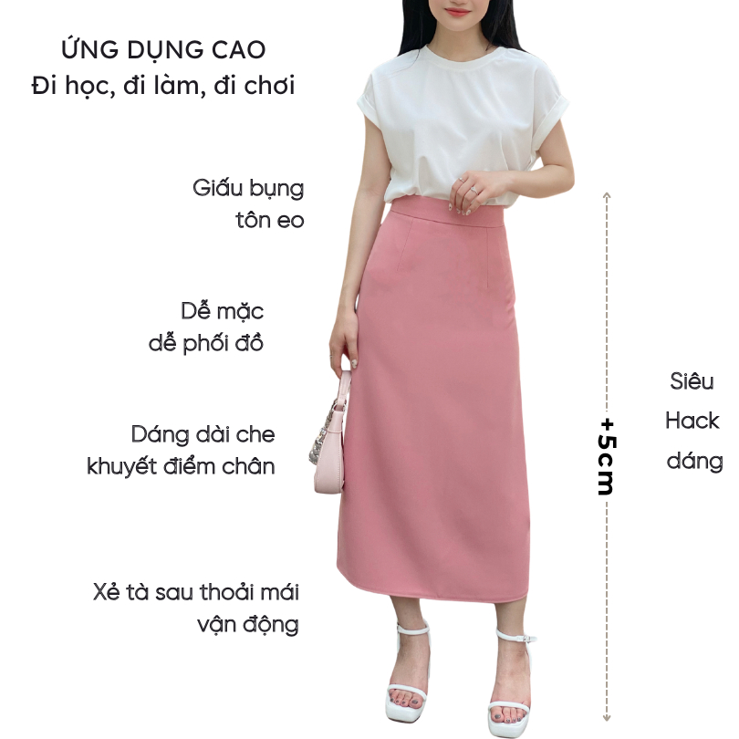 Chân váy nữ midi dáng dài chữ A Mely Fashion trẻ trung công sở cạp cao che bụng tôn dáng có xẻ sau có bigsize CV59-01 | BigBuy360 - bigbuy360.vn