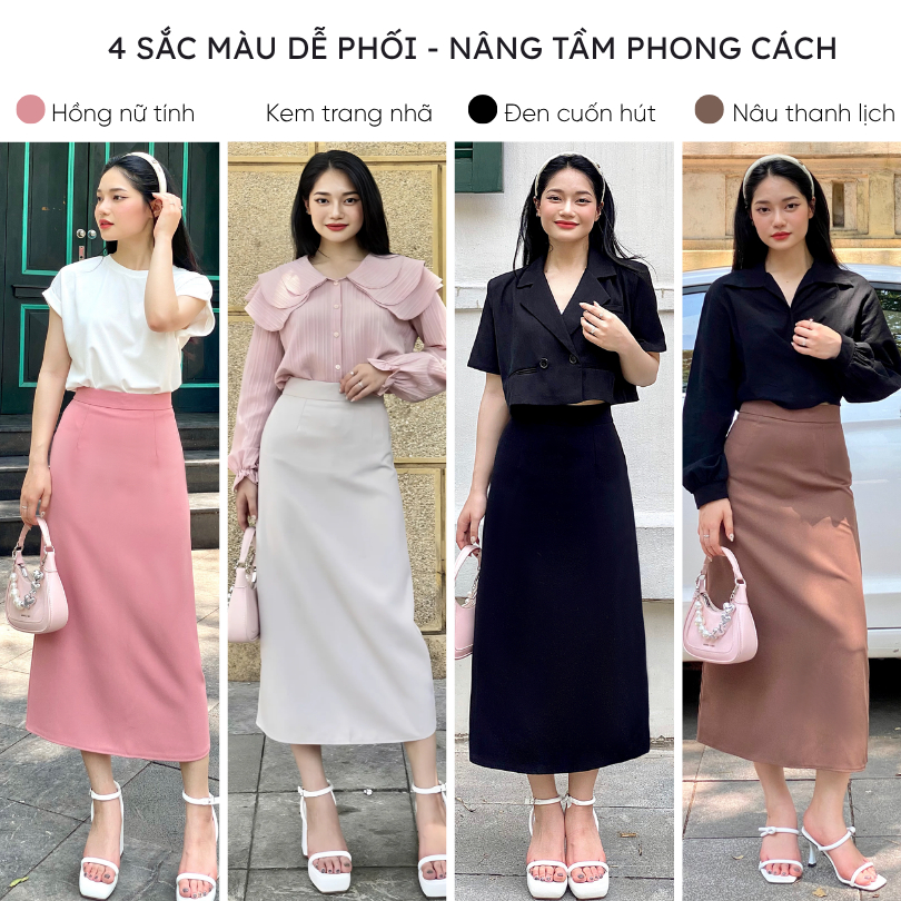 Chân váy nữ midi dáng dài chữ A Mely Fashion trẻ trung công sở cạp cao che bụng tôn dáng có xẻ sau có bigsize CV59-01 | BigBuy360 - bigbuy360.vn