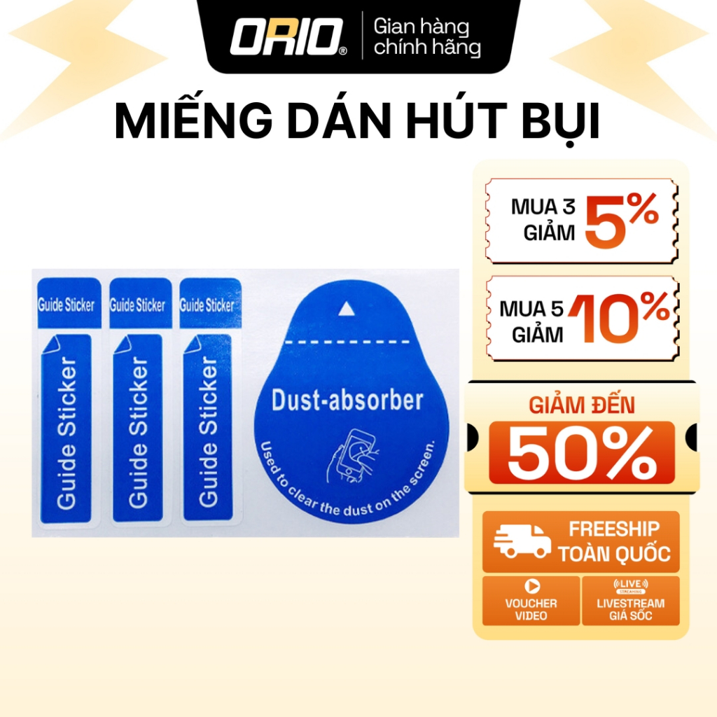Miếng dán lấy bụi ORIO vệ sinh màn hình điện thoại , máy tính bảng khi dán kính cường lực
