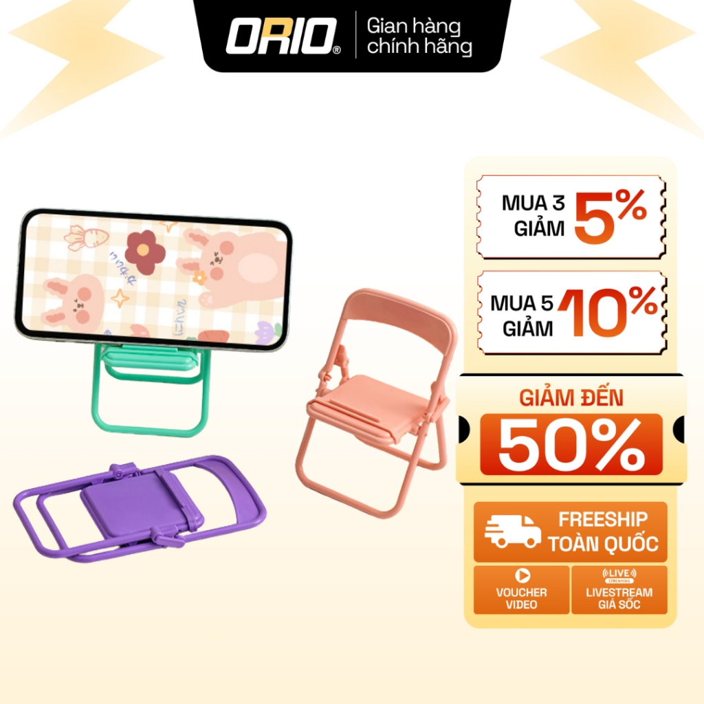 Giá đỡ điện thoại để bàn ORIO hình chiếc ghế xem video khung gấp gọn điều chỉnh đa năng