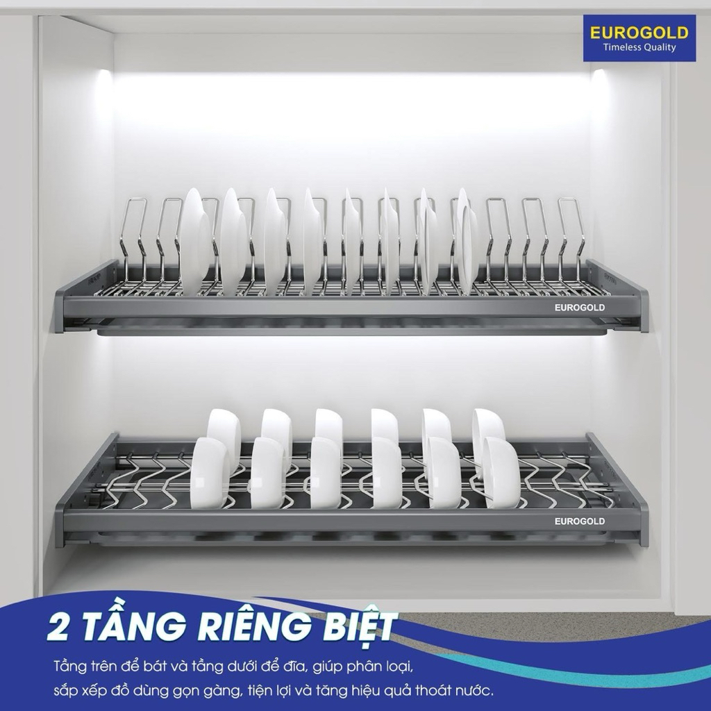 Giá để bát đĩa cố định nan oval EUROGOLD, Kệ úp chén bát tủ trên, Phụ kiện tủ bếp Myhouse