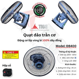 Quạt đảo trần B4 điều khiển bằng hộp số ĐTB400 - Công suất 48W - Sải cánh 400mm - Motor đồng - Bảo hành 12 tháng 
