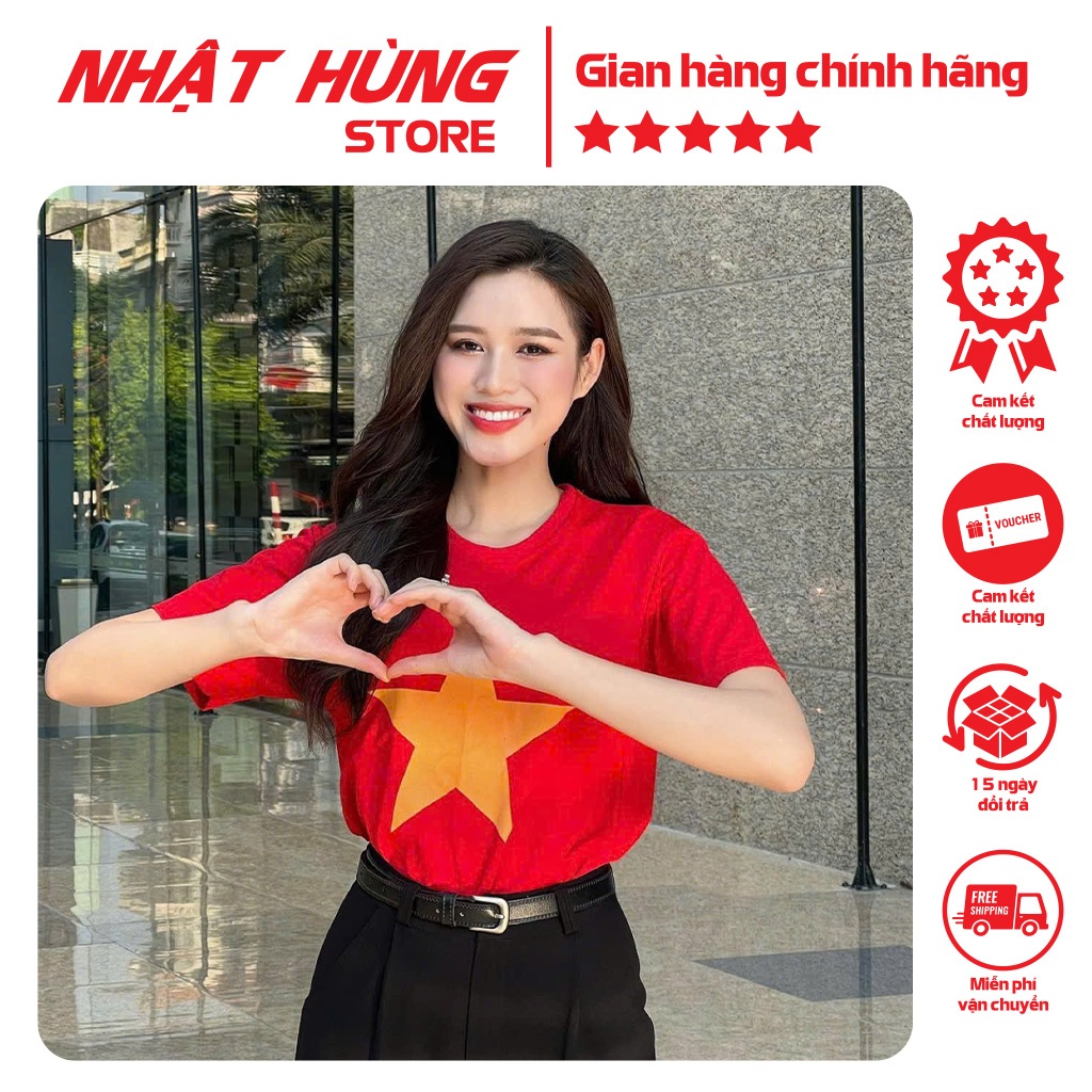 Áo thun hình in CỜ ĐỎ SAO VÀNG cho bé gái, bé trai, áo thun bố mẹ, áo thun gia đình Nhật Hùng NH141
