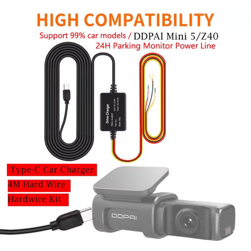 Dây Sạc 4M Cổng USB Loại C 5 / Z40 / Z50 / Mola N3 Pro Cho DDPAI Mini 5 / Z40 / Z50 / Mola N3 Pro Da