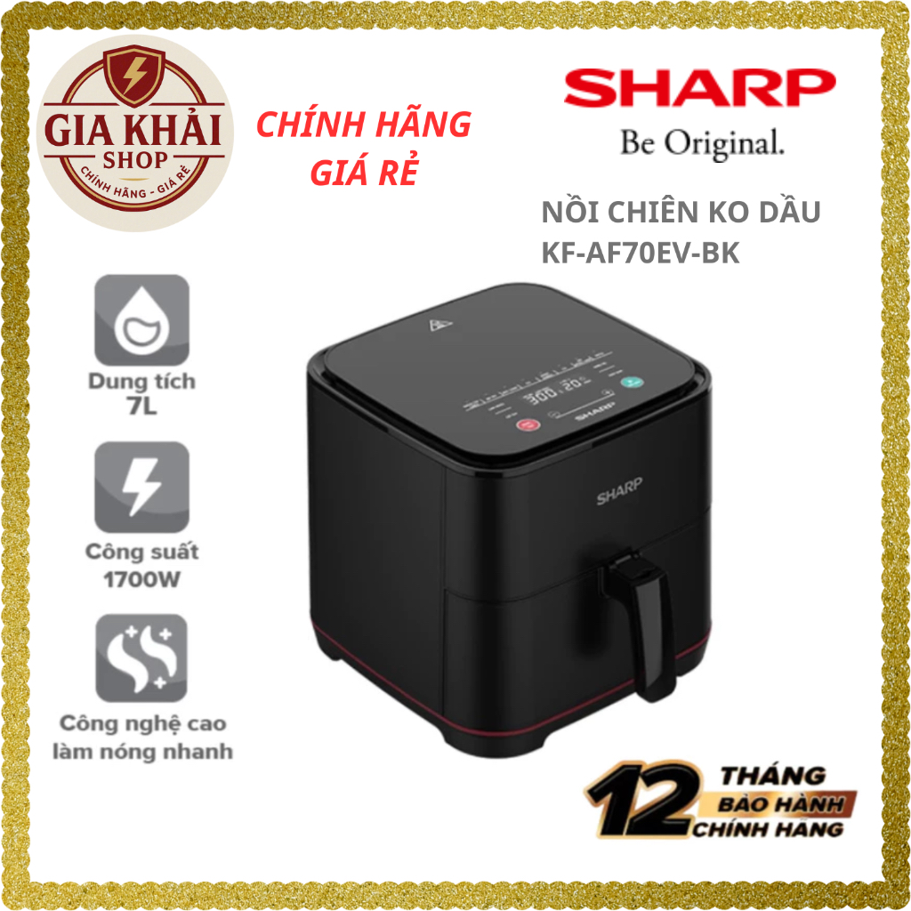 Nồi Chiên Không Dầu Sharp KF-AF70EV-BK Chống Dính 7L [1700W]