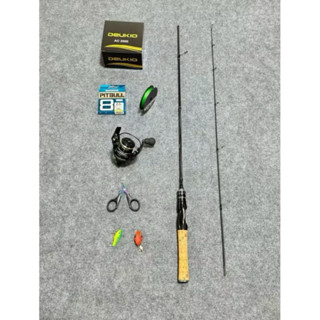  Combo Cần Câu UL Cán Gỗ + Máy AC2000 Kim Loại – Kèm Dây PE X8 Mồi Cá Sắt + Nhái Hơi Full Phụ Kiện 