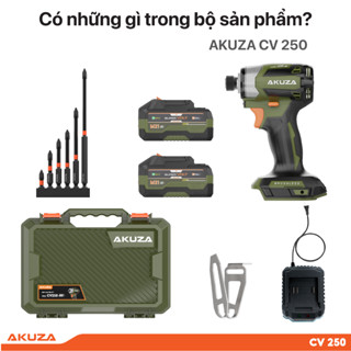 Chuyên Vít AKUZA CV250 cao cấp,lực siết 250Nm, động cơ không chổi than, cò điều tốc, tặng kèm bộ mũi vít