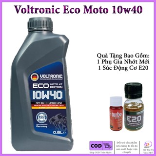  Dầu Nhớt Xe Máy Voltronic ECO Moto 10W40 - Tặng Kèm 1 Súc Động Cơ E20 Và 1 Phụ Gia Nhớt Mới Xado Veryturbo 