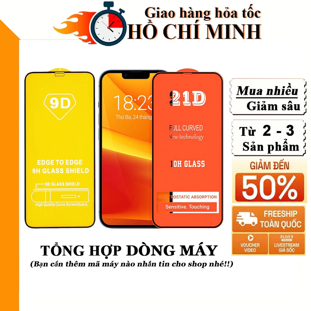 [Mua nhiều giảm] Kính cường lực iphone 17 16e 16 15+ 15 promax 14 pro max xsmax 11 13 16 6 6s 7 8 Plus X XR Full [9D]