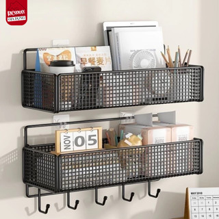 Kệ Lưới Sắt Dán Tường Để Đồ Đa Năng Cỡ Lớn, Giá Đựng Nhà Bếp, Nhà Tắm, Bàn Học Có Móc Treo