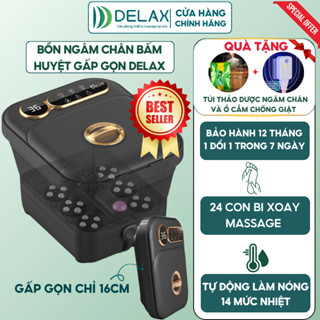 Bồn Ngâm Chân Massage DELAX Gấp Gọn, Mát Xa Bấm Huyệt Kèm 24 Con Lăn Massage Giảm Đau Nhức Tăng Tuần Hoàn Máu BNC02