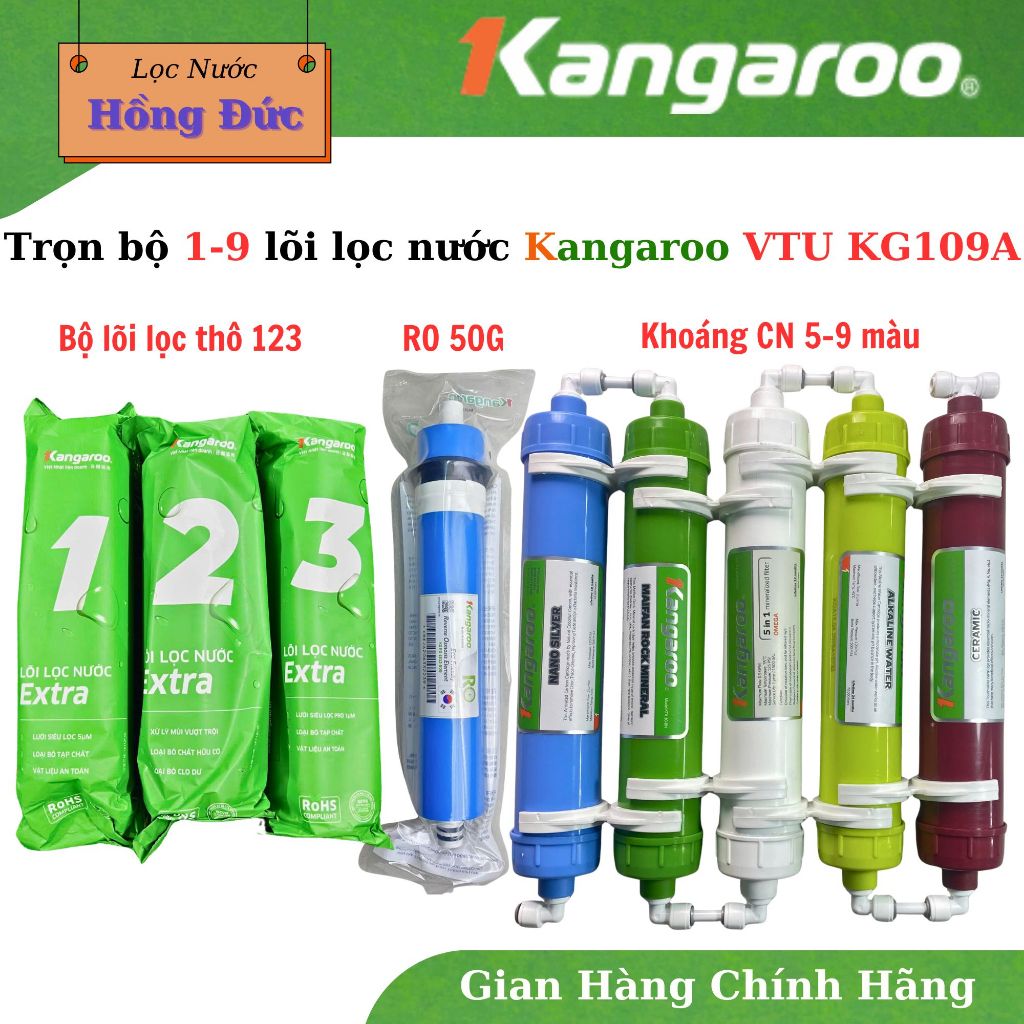 Trọn bộ 1-9 lõi lọc Kangaroo KG99A, KG109A