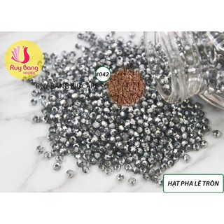 Hạt pha lê tròn 2mm tổng trắng, xám ( set 5 dây) dung đính kết váy áo, phụ kiện may mặc