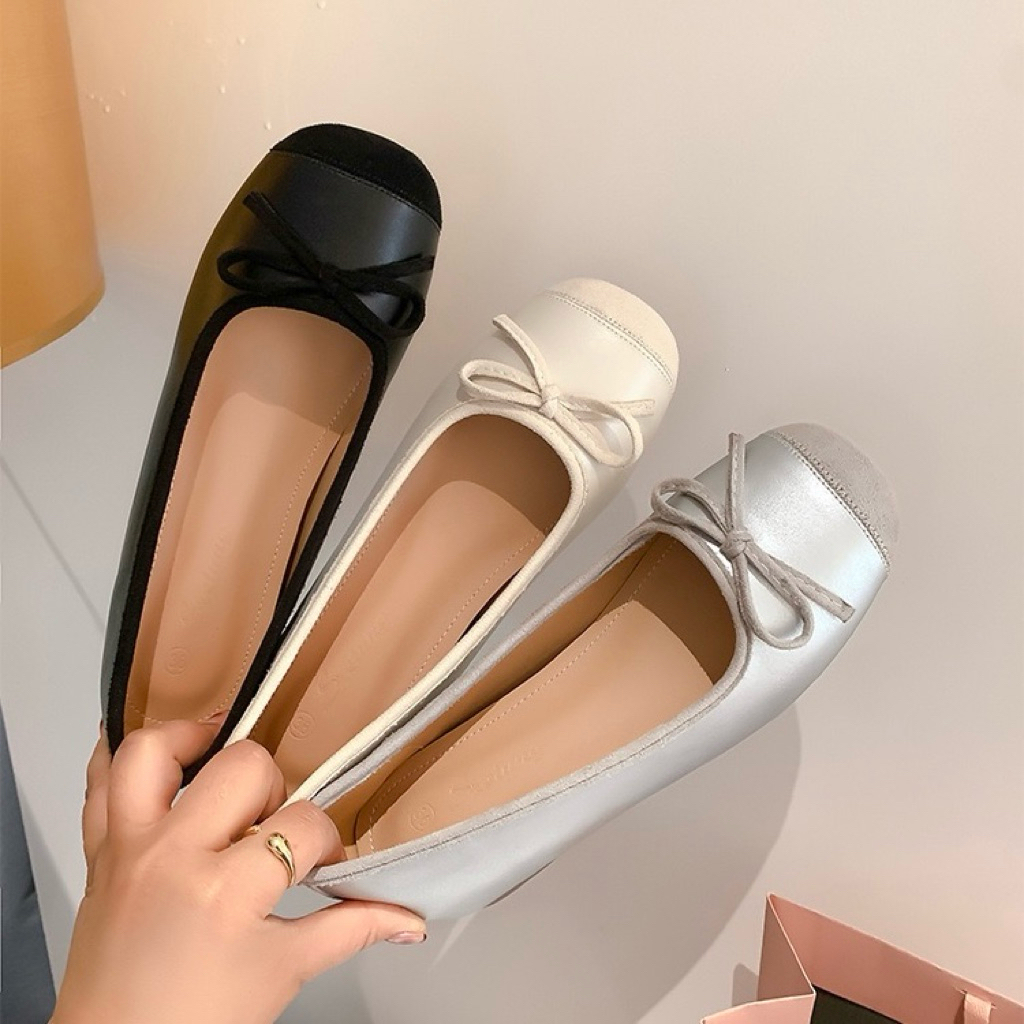 Giày búp bê nơ bản đặc biệt độn đế cao 4.5cm hàng QCCC [Wood Shoes]