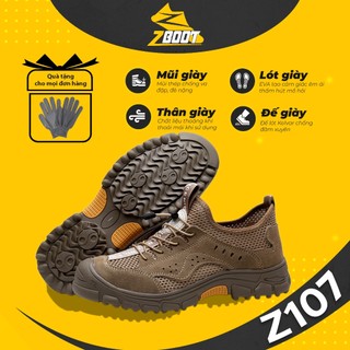 Giày Bảo Hộ ZBOOT Z107 Siêu Nhẹ Mũi Thép, Chống Đinh, Chống Trơn Trượt, Chống Đâm Xuyên