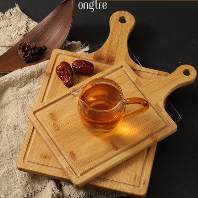 Khay gỗ tre ONGTRE đựng bánh Pizza có tay cầm nhiều kích thước D:15-25 cm