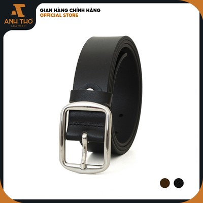 Thắt lưng nam da bò khoá thép không rỉ M1KT4-02, không gây dị ứng da, da bò nguyên tấm mềm đẹp,  Anh Thơ Leather