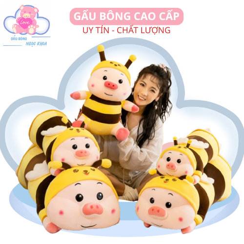 Gấu Bông Heo Ong Dễ Thương , Gấu Bông Heo Ong Cosplay, Gối Ôm Hình Heo Lai Ong NGỌC KHOA Khổng Lồ