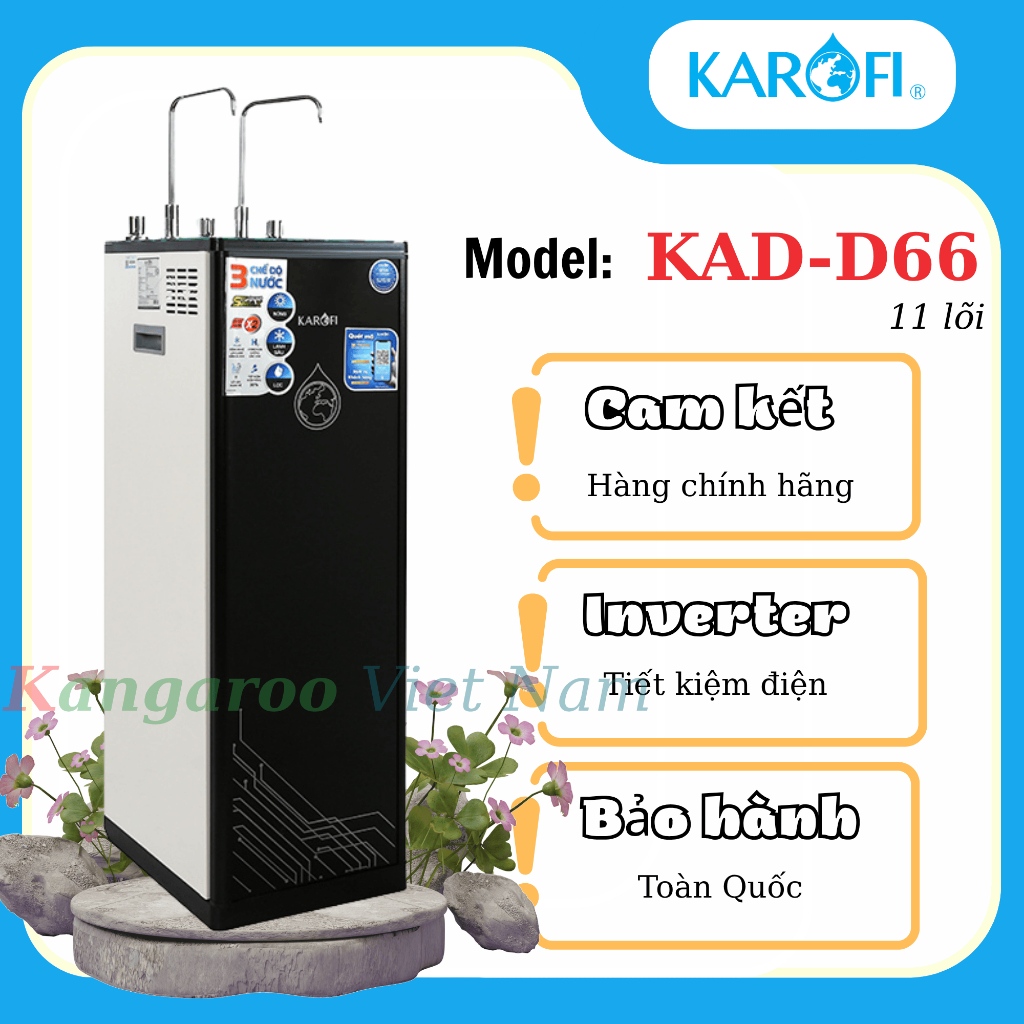 Máy Lọc Nước RO Hydrogen Karofi KAD-D66 Nóng Nguội Lạnh 10 Cấp Lọc - HÀNG TRƯNG BÀY CẤN NHẸ