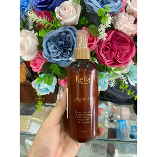 Xịt dưỡng tóc KELLA  Argan 250ml chai nâu hương nước hoa cao cấp nuôi dưỡng tóc mềm mại mượt óng ả