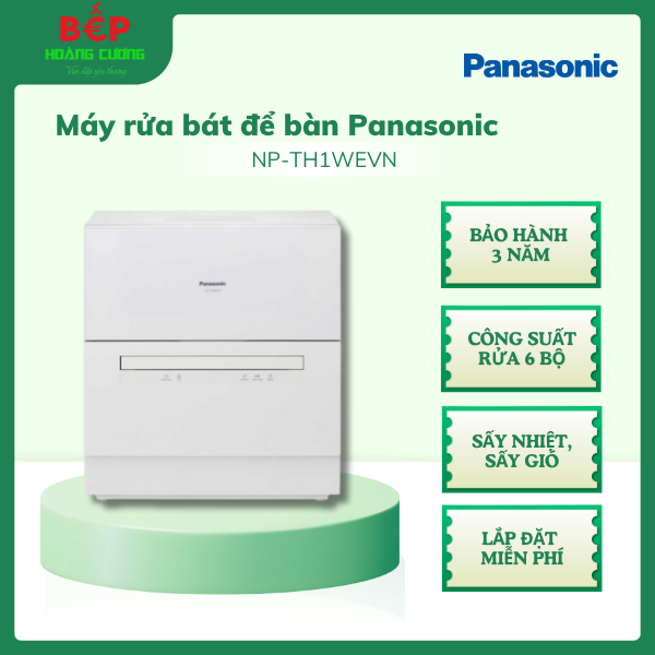 Máy Rửa Bát Mini Panasonic 6 Bộ NP-TH1WEVN Rửa Nước Nóng, 11 Chế Độ, Sấy Nhiệt Dư, Siêu Tiết Kiệm