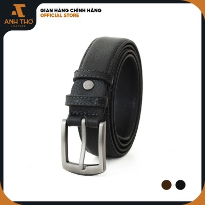 Bản 2.8cm, Thắt lưng da bò M2K3-07 bản nhỏ sang trọng, da bò hạt cao cấp, khoá xám chì, Anh Thơ leather