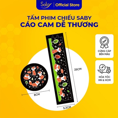 Tấm phim chiếu Saby hình Cáo Cam Dễ Thương, phim chiếu cho đèn ngủ chiếu sao Saby Dreamz và Saby Stories
