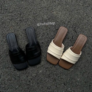 [5562-CHUẨN SZ] Dép lê nữ đế bệt mũi vuông phối quai ngang thiết kế xinh đẹp