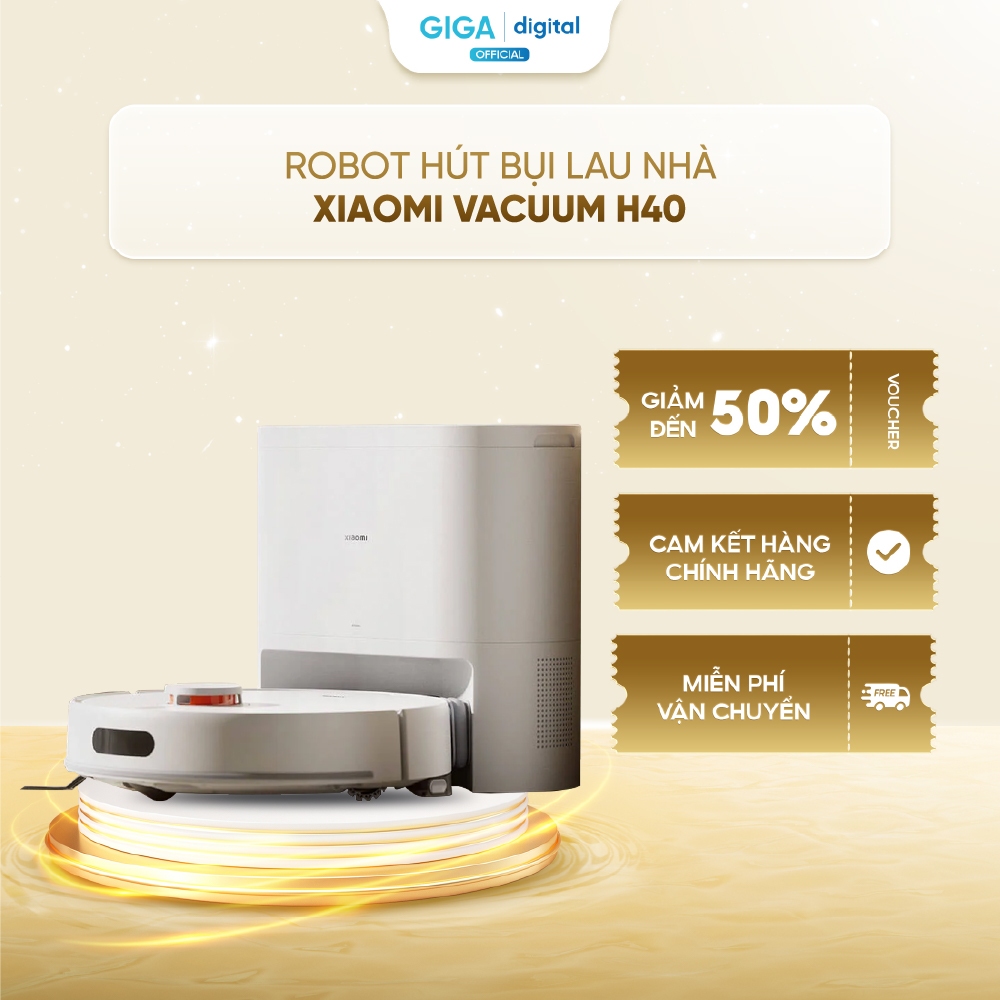 Robot hút bụi lau nhà Xiaomi H40 BHR07XBEU - Lực hút 10.000Pa - Dung lượng pin 5200mAh - Hệ thống dẫ